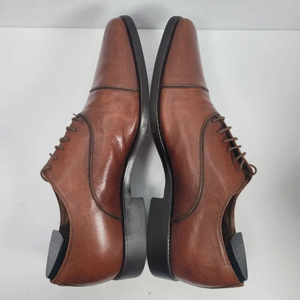Michael Toschi Men's Brown Leather Oxford Dress Shoes US Size 9.5 - Picture 6 of 8